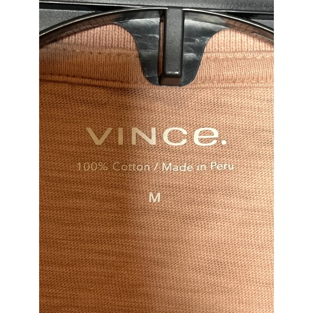 Vince Mens Slub Cotton Polo Shirt Peach Pink Medium Minimalist‎ Luxe